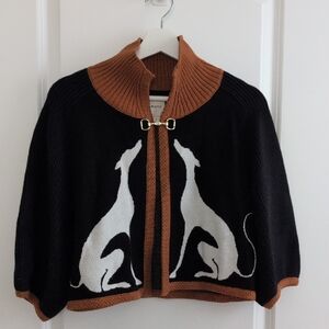NWOT Equestrian-style Black and Brown Knit Cape from Maeve/Anthropologie